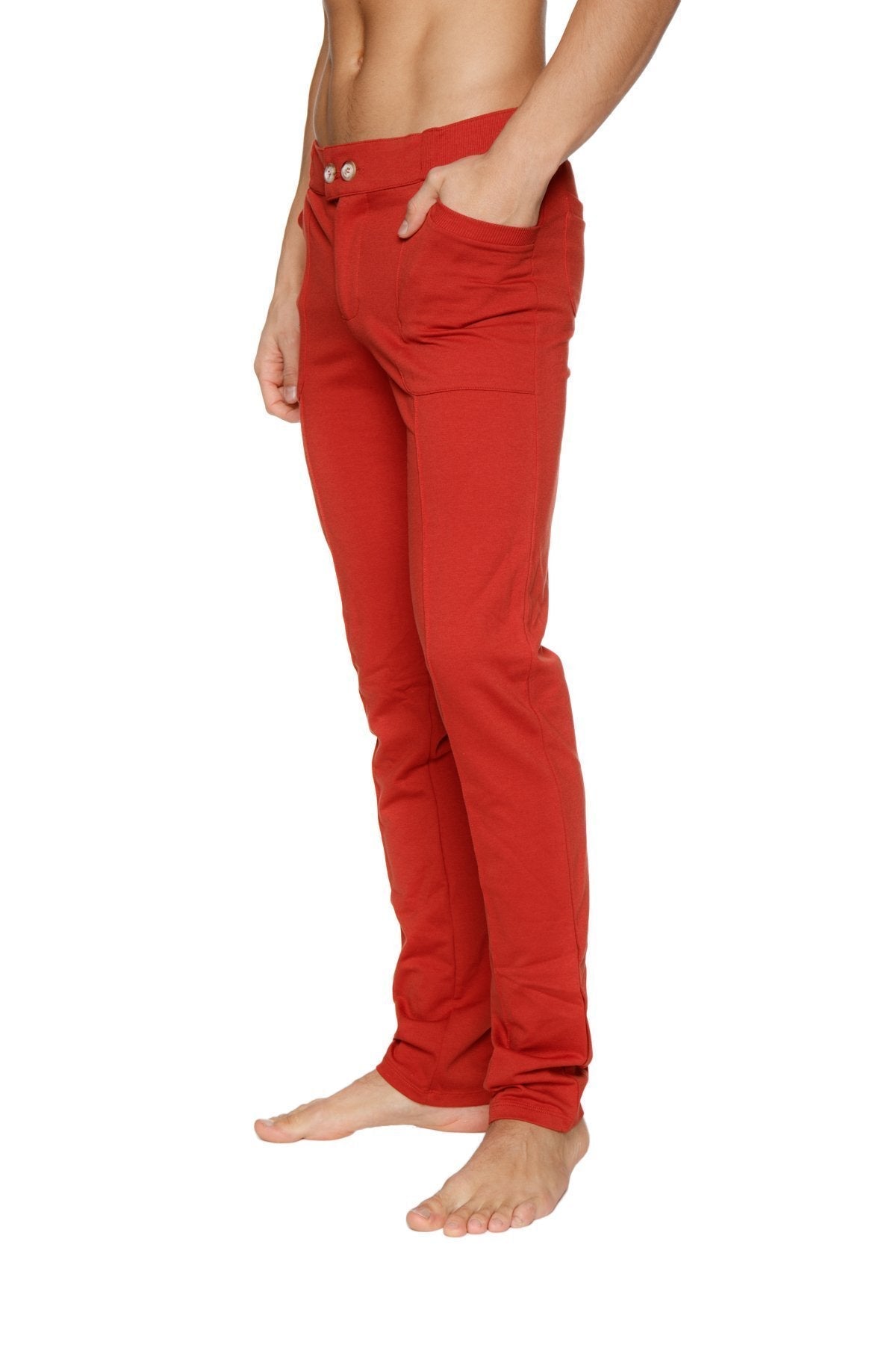 Red slim-fit Tactical Urban at Home dress pant yoga pant cinnabar with button closure at the waist