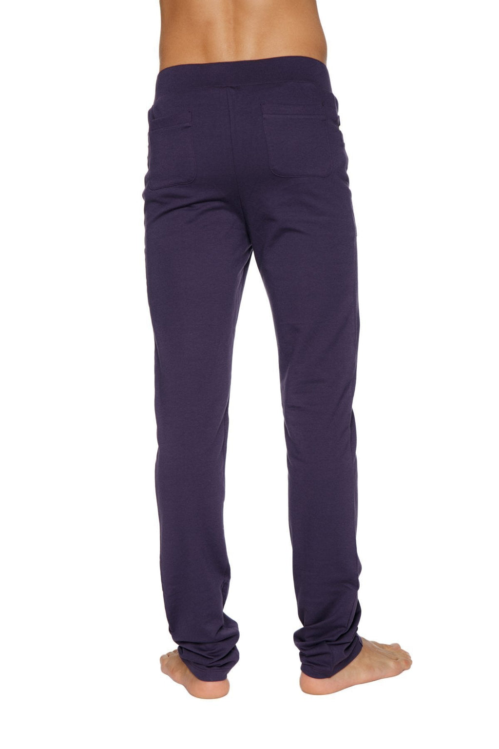 Tactical urban at home dress pant yoga pant in dark purple soft fabric with elastic waistband and rolled cuffs