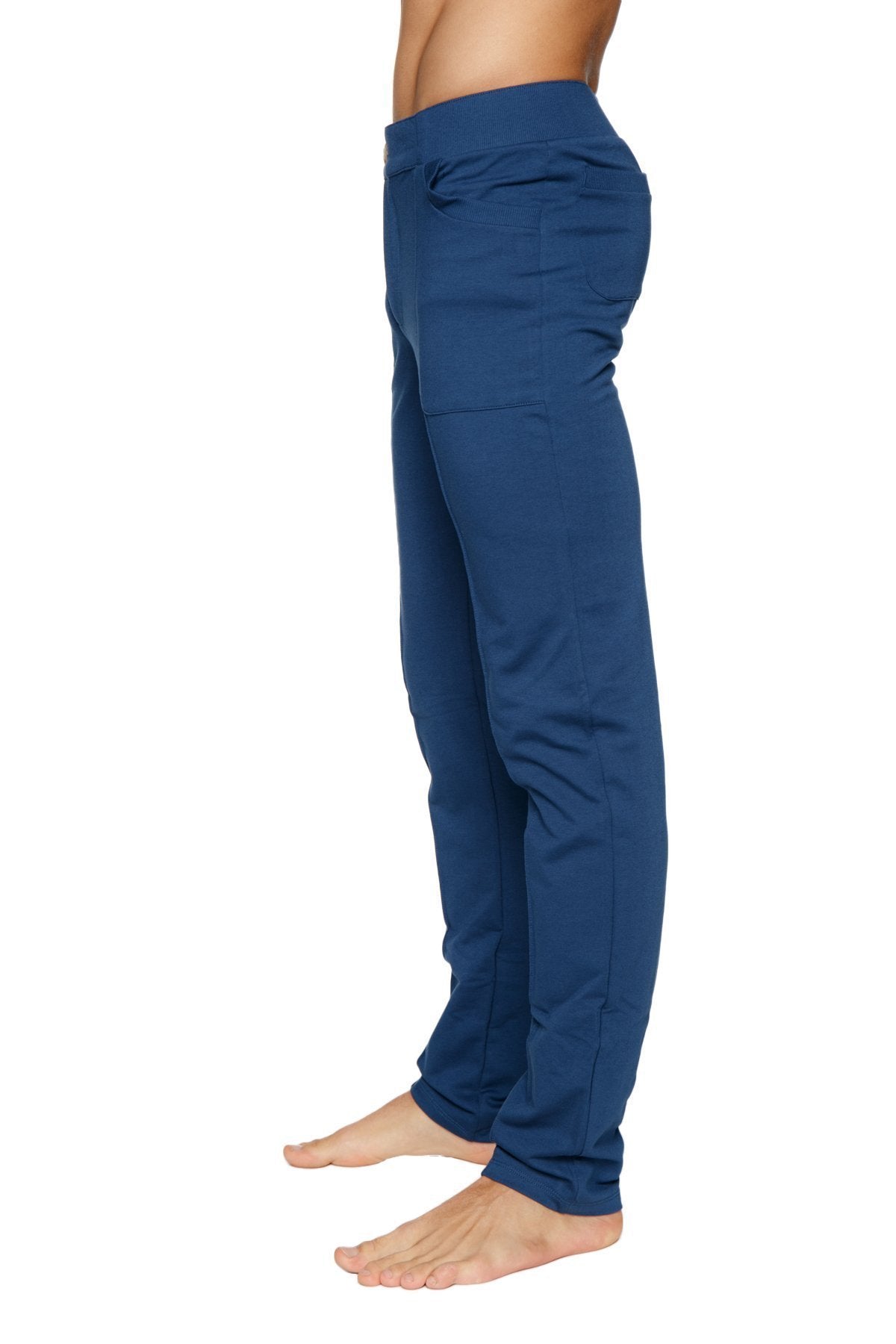Navy blue stretchy tactical urban at home dress pant yoga pants with elastic waistband and multiple pockets