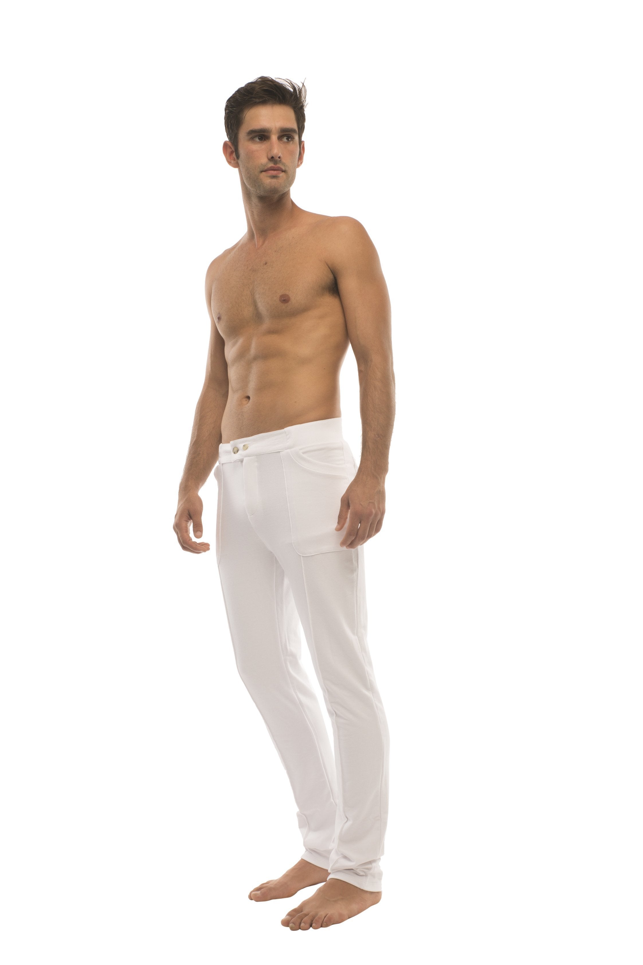 White men’s slim-fit tactical urban dress pant made from stretchy fabric for yoga and home wear