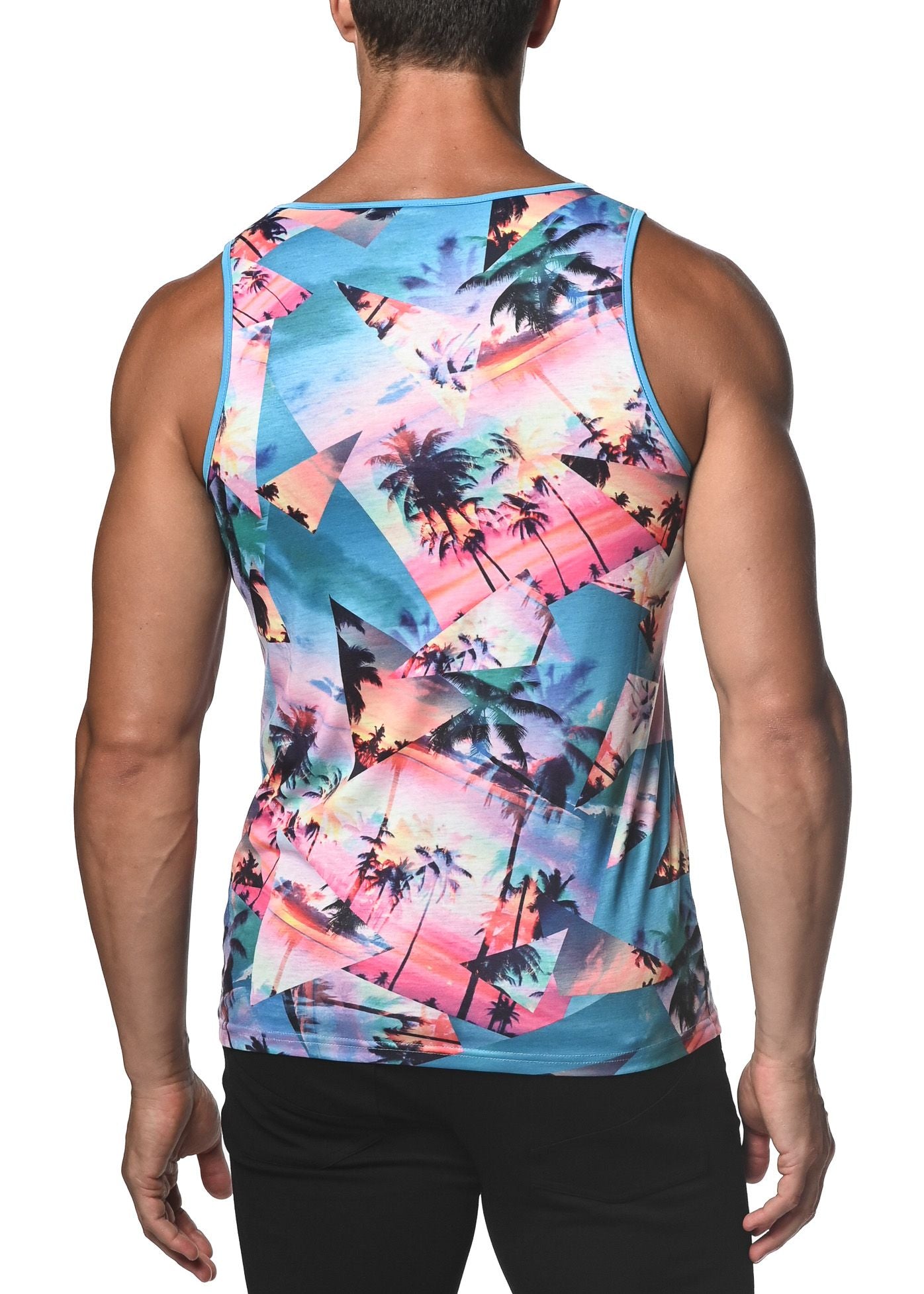 TANK AUS JERSEY MIT PALMENCOLLAGE