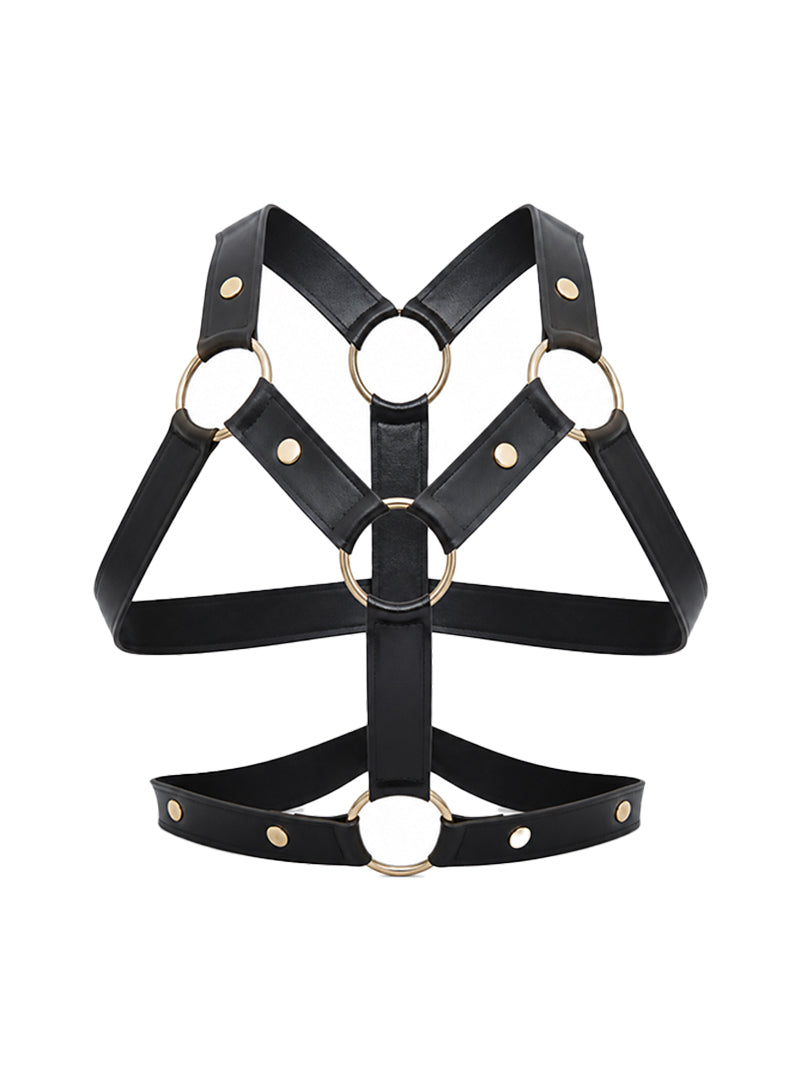 Tartarus Men's Faux Leather Ring Harness, Body Accessory