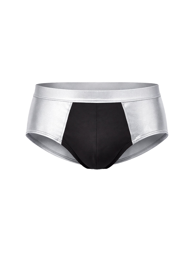Tartarus Men's Low Rise Coated Two-Tone Brief Silver Finish Brief
