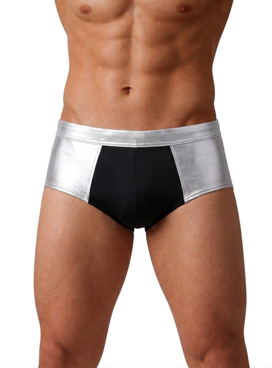 Tartarus Men's Low Rise Coated Two-Tone Brief Silver Finish Brief