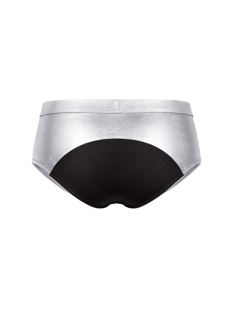 Tartarus Men's Low Rise Coated Two-Tone Brief Silver Finish Brief
