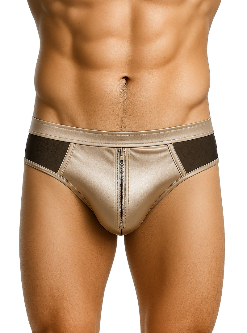 Tartarus Men's Coated Brief With Zippers Low-Rise Underwear