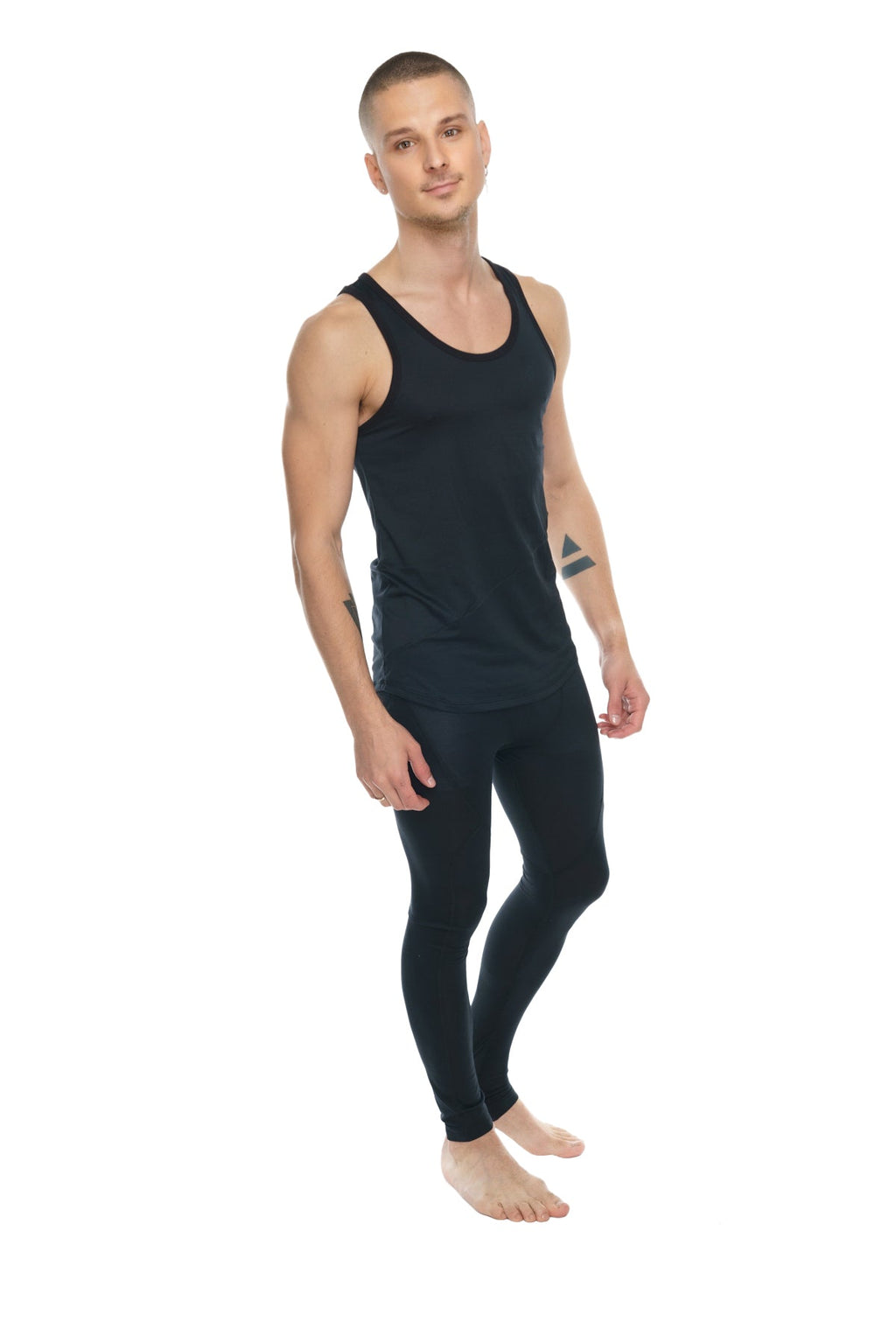 Black carbon sleeveless tank top with rounded neckline and form-fitting design perfect for layering and casual wear