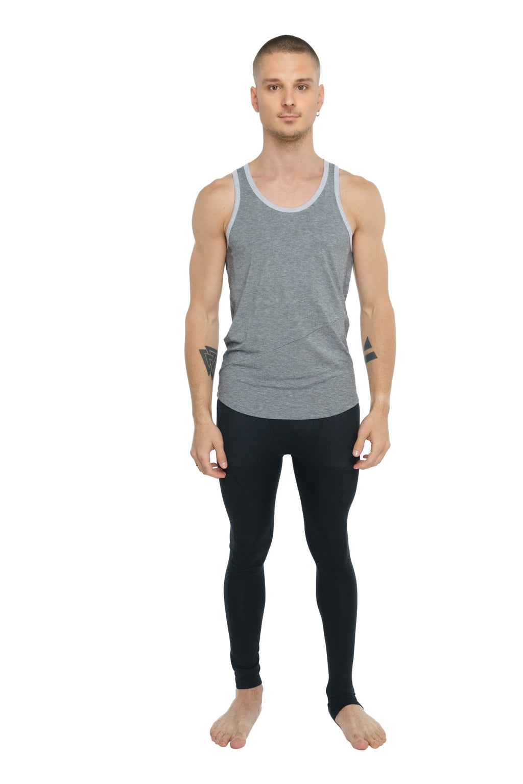 Gray heathered tank top with light gray trim made from soft breathable fabric called the perfect tank steel heather