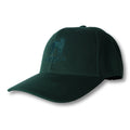 Dark green baseball cap featuring the stealth ca-rio-ca logo embroidered dog silhouette and rio la text