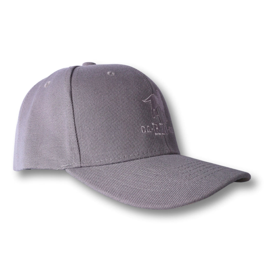 Gray baseball cap with stealth ca-rio-ca subtle embroidered logo on front ideal for casual wear