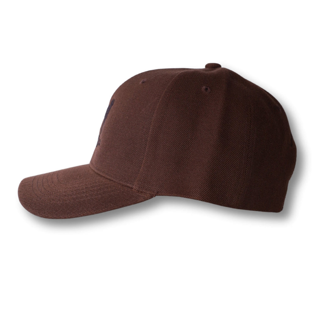 Brown baseball cap with subtle stealth CA-RIO-CA logo embroidered on front for casual wear