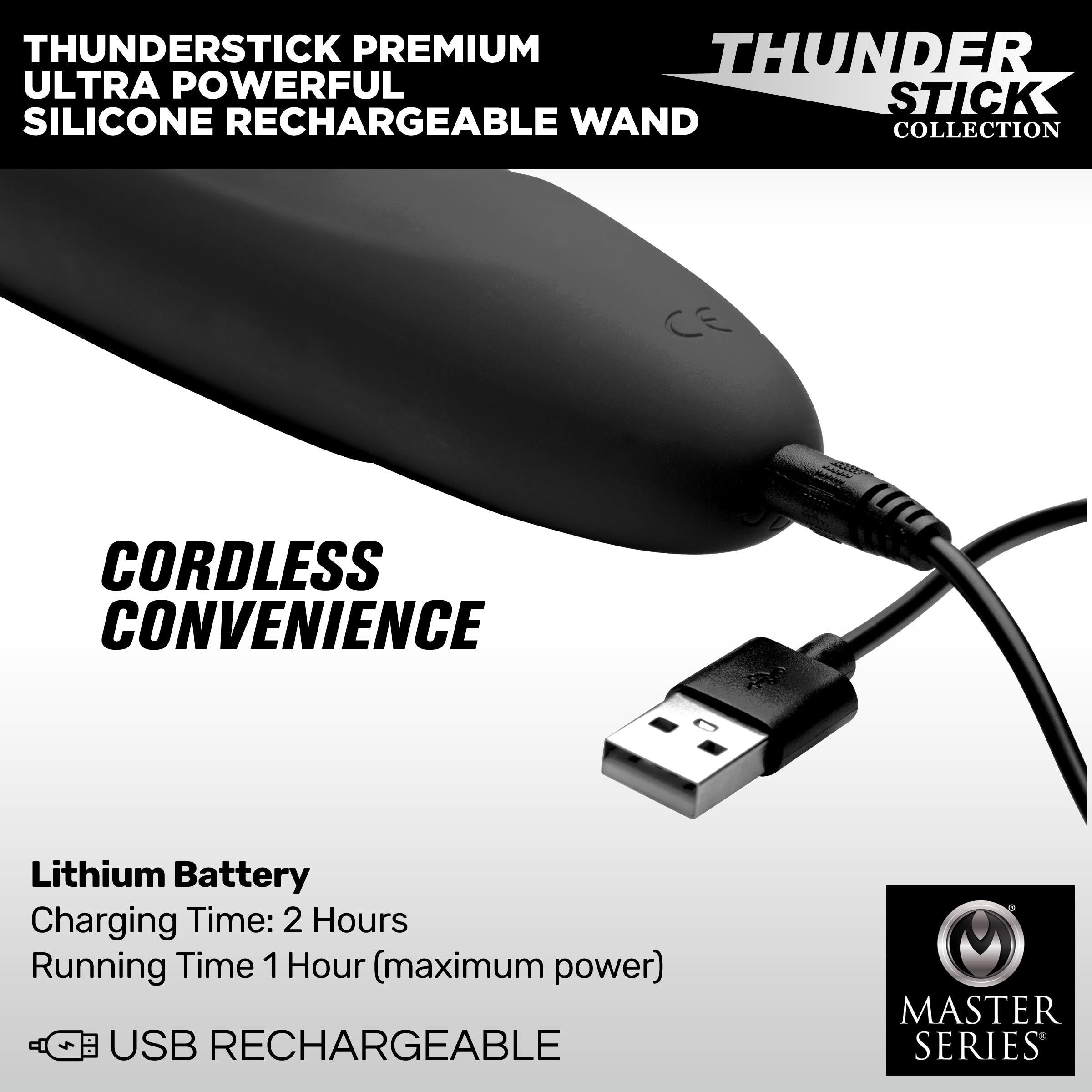 Thunderstick Premium Ultra Powerful Silicone Rechargeable Wand - DealByEthan.gay loves Master Series