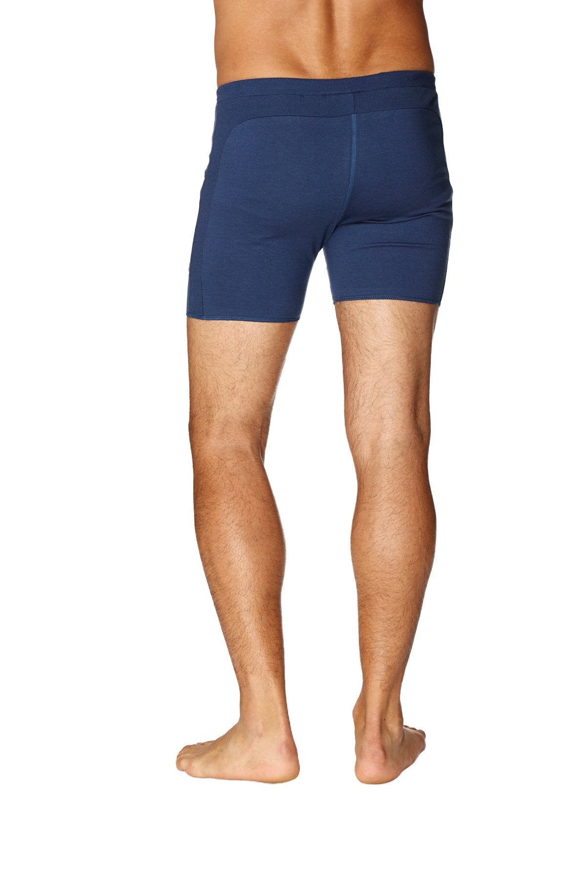 Navy blue seamless boxer briefs transition yoga short designed for comfort and flexibility during workouts