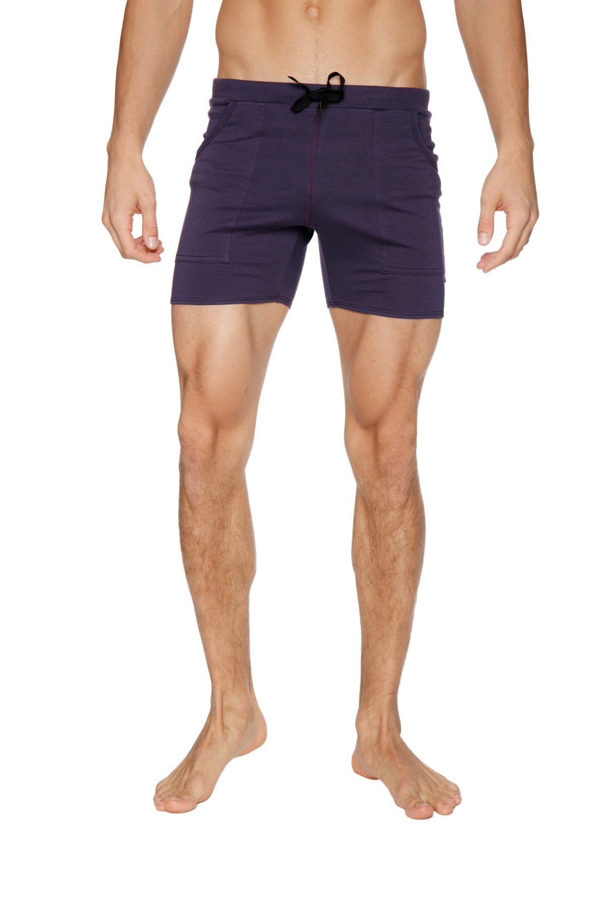 Navy blue cargo shorts with black drawstring waistband and two side pockets ideal for casual wear