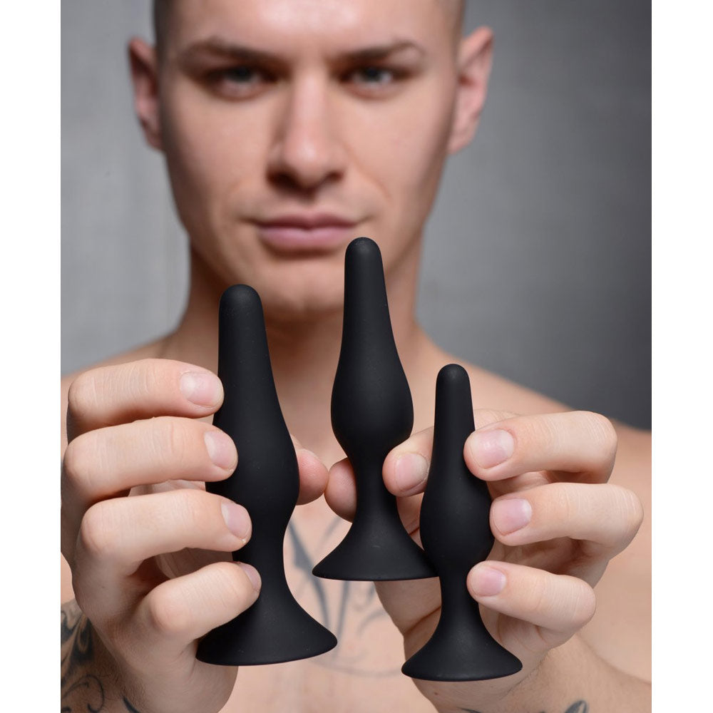 Entrenador anal de silicona cónico de triple punta