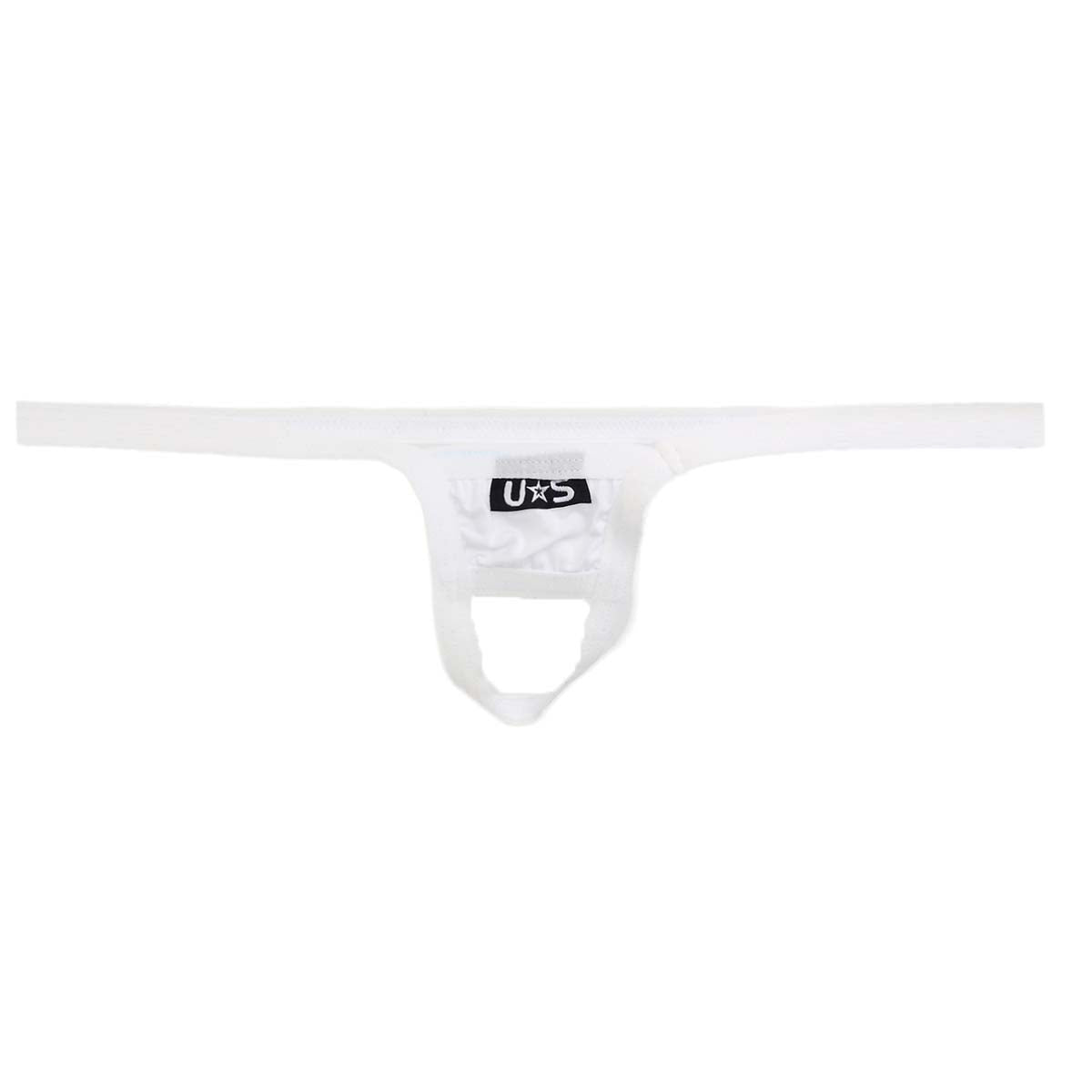 White u s branded thong made of smooth stretchy fabric with minimalist design for u station ball holder use
