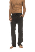 Black ultra flex yoga track pant with relaxed fit drawstring waist and subtle side pockets for comfortable workouts