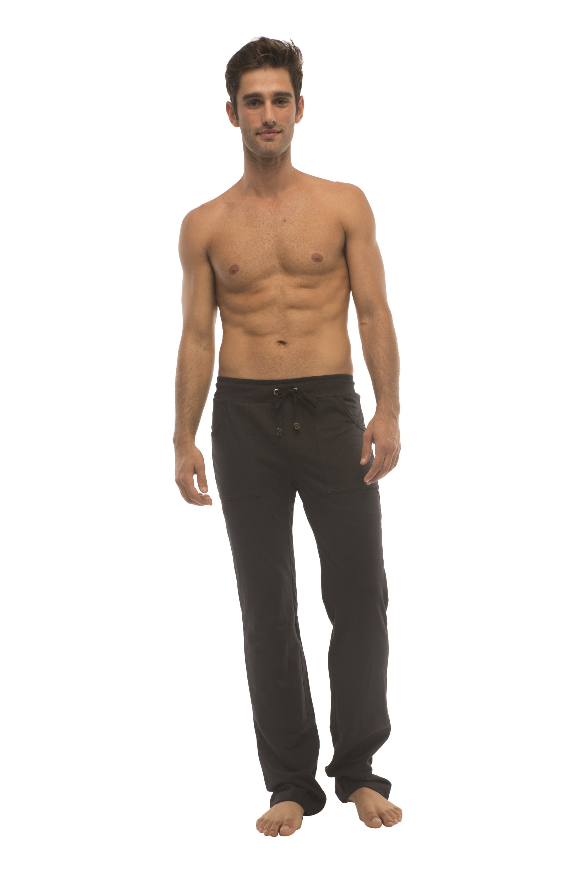 Black cotton ultra flex yoga track joggers with drawstring waist and elastic cuffs for comfortable wear