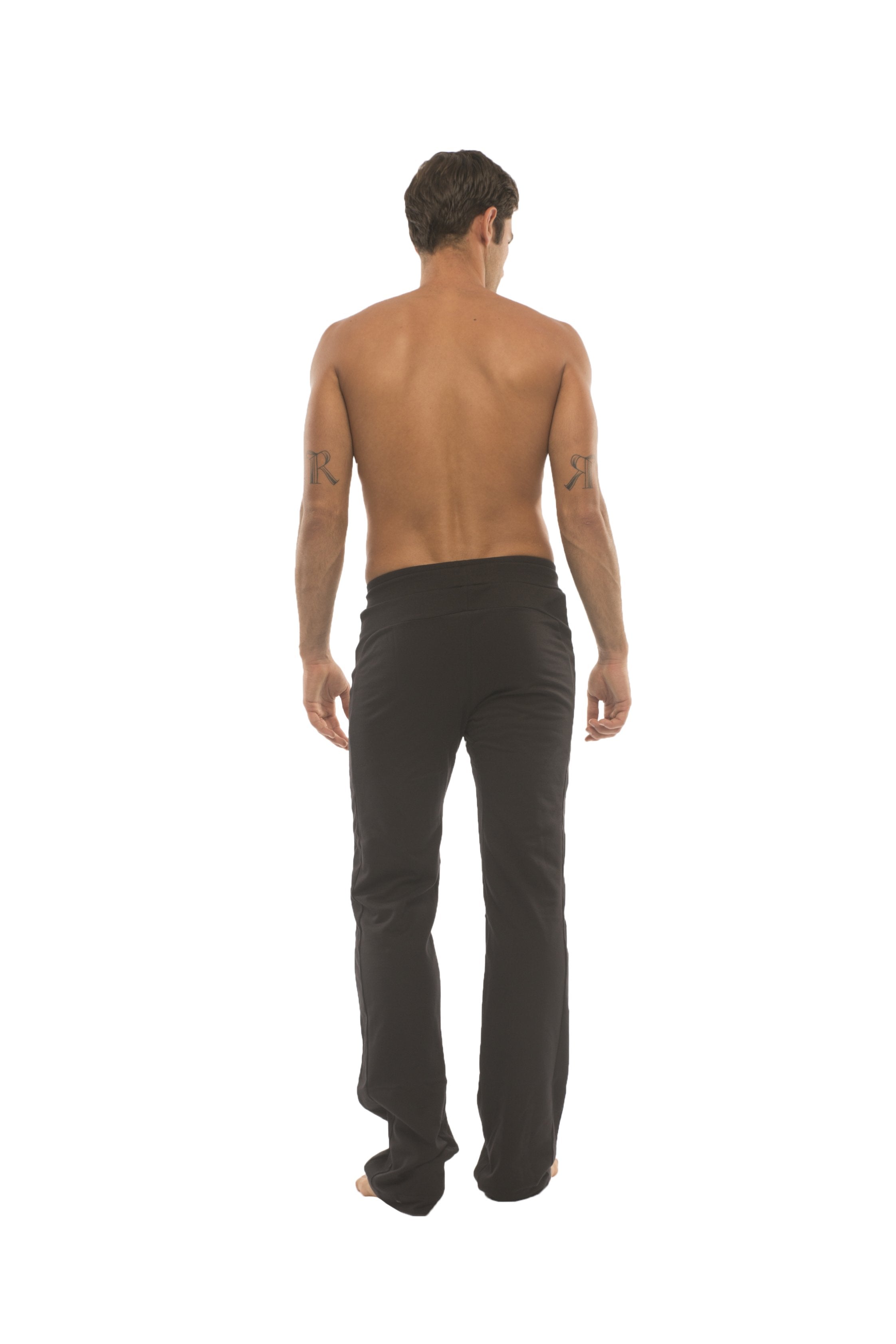 Black ultra flex yoga track and sweat pant with slim-fit straight leg and subtle stitching details