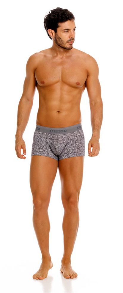 Gray Unico 26020100114 suede trunks with a subtle textured design and elastic waistband briefs front view