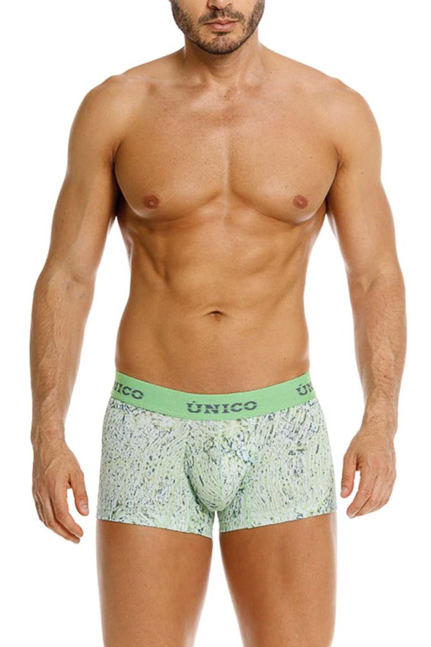 Light green and white speckled unico 26020100115 hunos trunks with matching elastic waistband in color 43 green