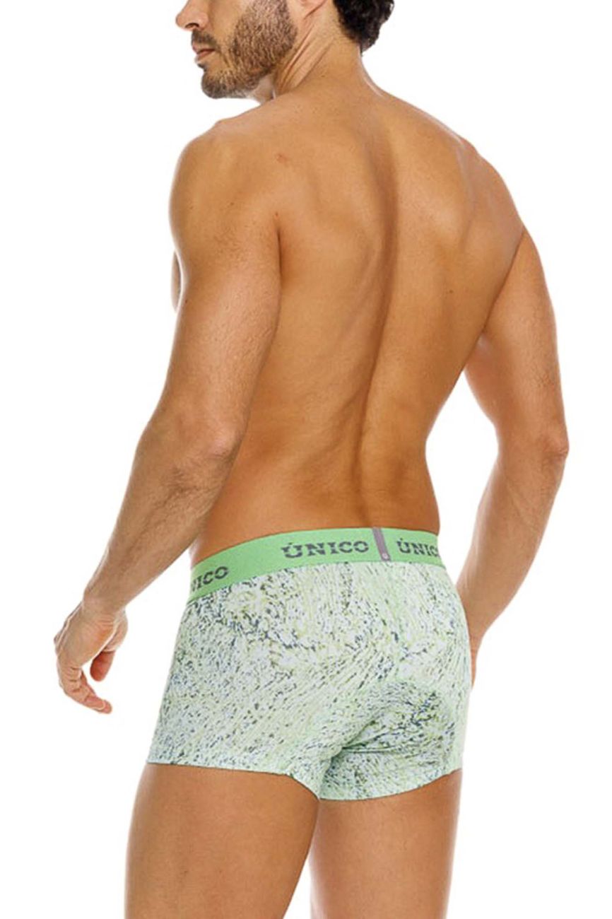 Light green patterned unico 26020100115 hunos trunks briefs with matching elastic waistband color 43 green