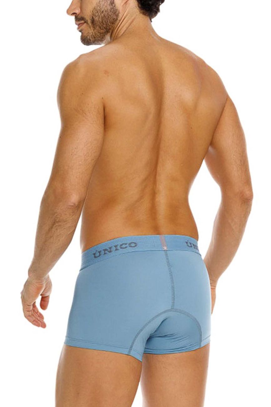 Light blue unico 26020100118 ventisca men’s briefs with padded rear section shown from the back side