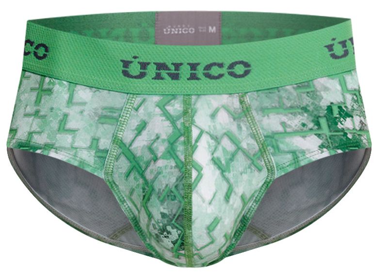 Green patterned unico 26020101102 piramide men’s briefs with camouflage design and elastic waistband