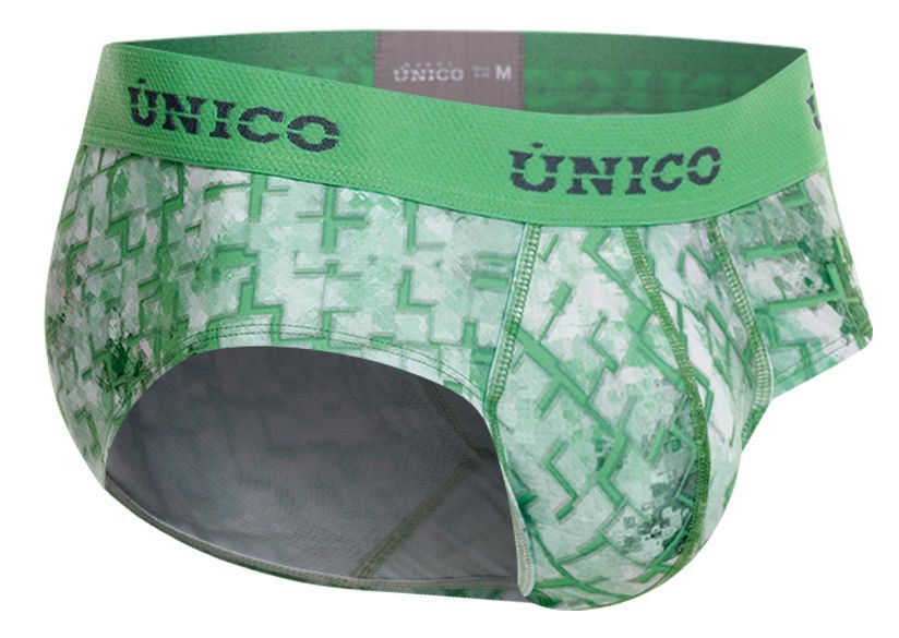 Green patterned unico 26020101102 piramide briefs for men with geometric design and elastic waistband in color 43 green