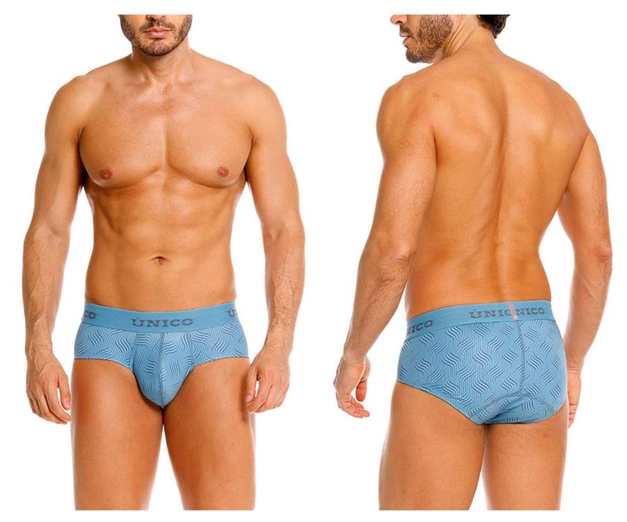 Light blue unico 26020101111 lenoso men’s briefs with subtle wavy pattern on breathable fabric