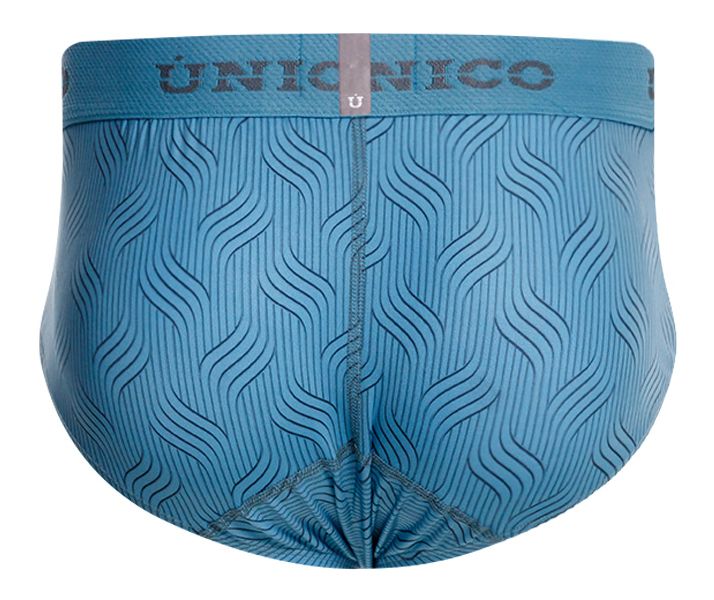 Light blue Unico 26020101111 Lenoso men’s briefs with subtle wave pattern across soft breathable fabric
