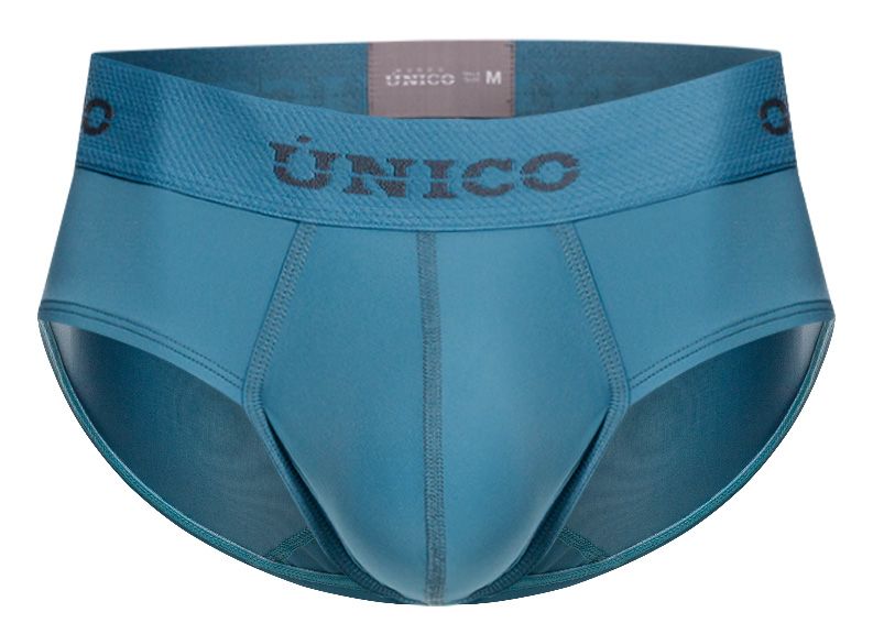 Teal unico ventisca briefs for men with textured waistband and subtle stitching details in color 46 blue