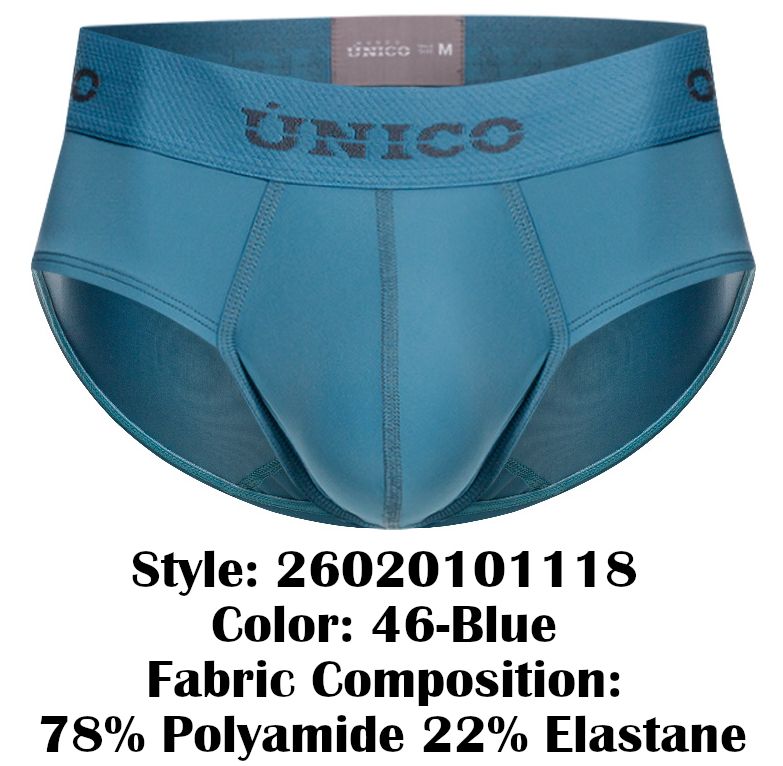 Teal blue unico 26020101118 ventisca men’s briefs made from 78 polyamide 22 elastane fabric front view
