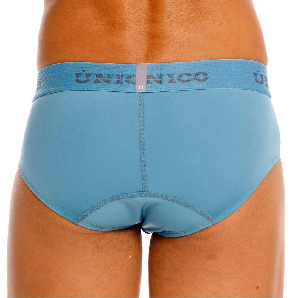 Light blue union nico men’s ventisca briefs with subtle textured waistband and stitched seams color 46-blue