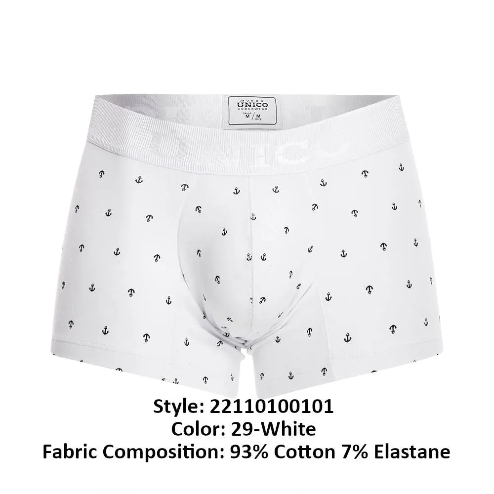 Mundo Unico Men's Underwear 22110100101 Naviero Trunks Color 29-White