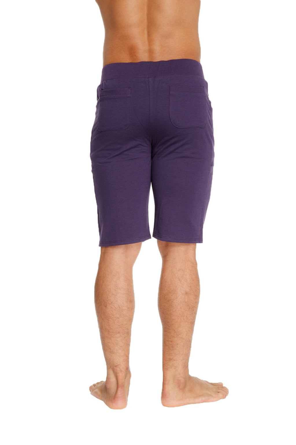 Urban tactical at home dress shorts in eggplant purple with elastic waistband and two side pockets for comfort