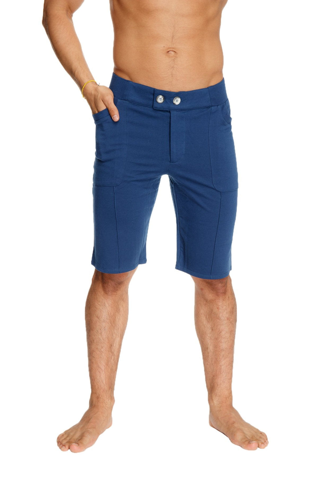 Urban Tactical at Home dress shorts royal blue navy with two silver buttons and side pockets for casual comfort