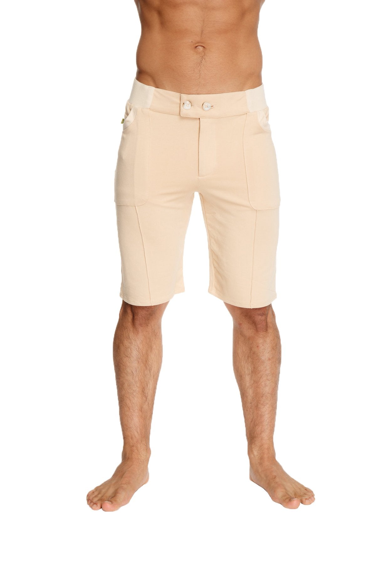 Beige urban tactical at home dress shorts with a clean tailored design and subtle side pockets for casual wear
