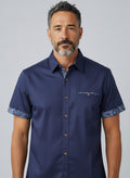 Vertical Sport Men's S/S Knit Button Down Shirt - Navy