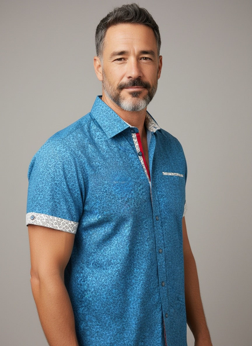 Vertical Sport Men's S/S Knit Button Down Shirt - Aqua