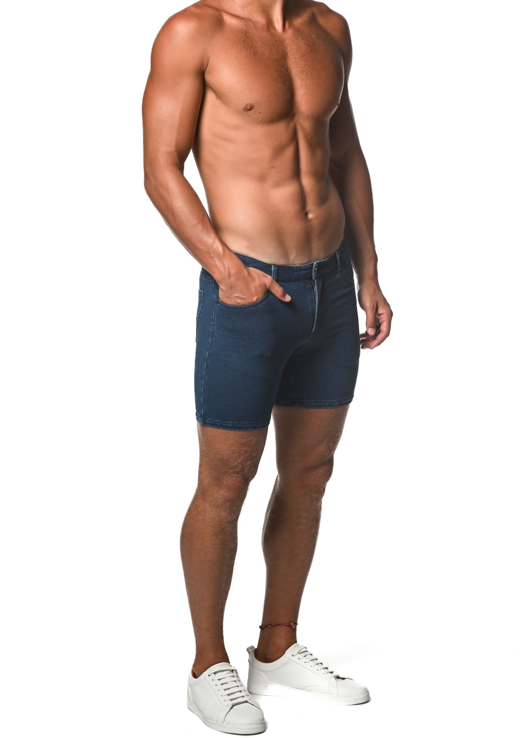 WASHED DENIM STRETCH KNIT SHORT - DealByEthan.gay loves ST33LE
