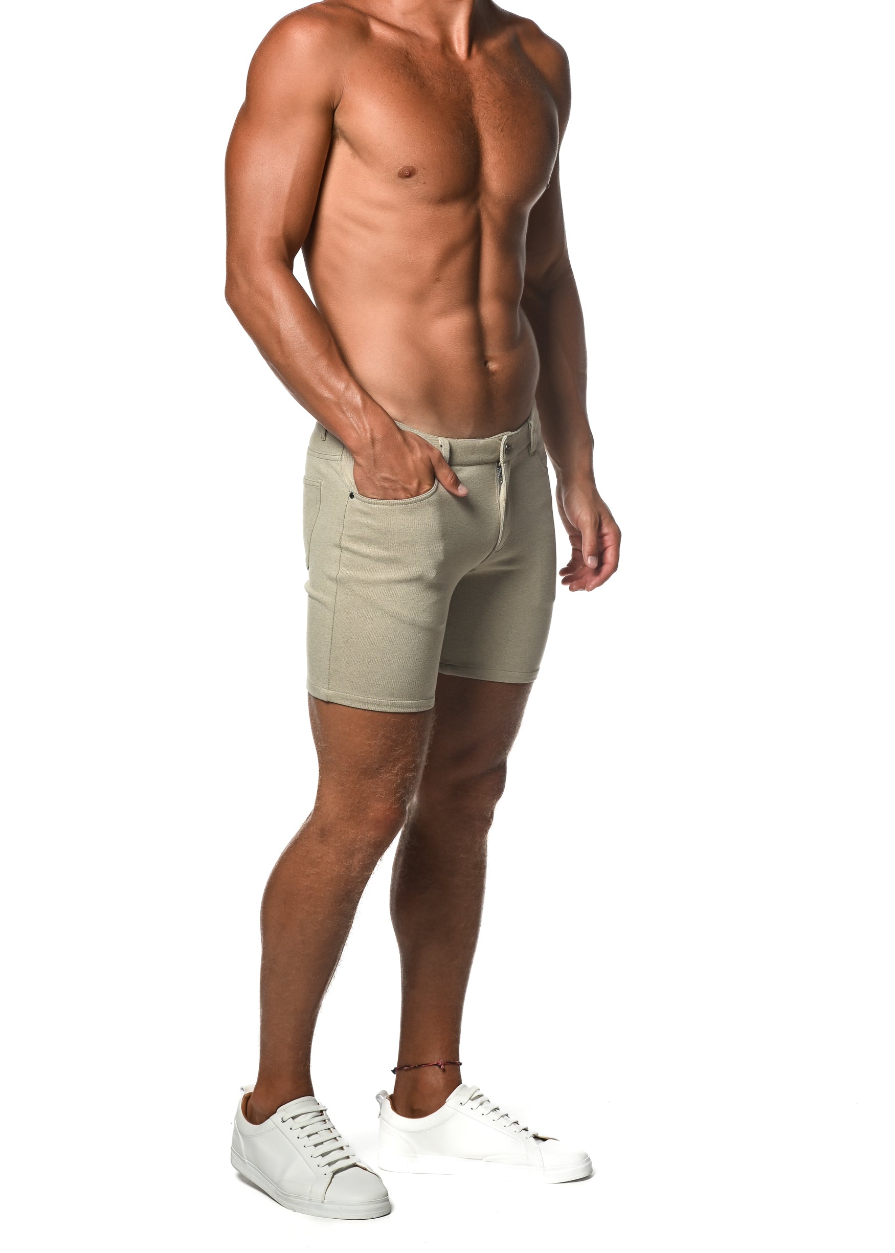 WASHED DENIM STRETCH KNIT SHORT - DealByEthan.gay loves ST33LE