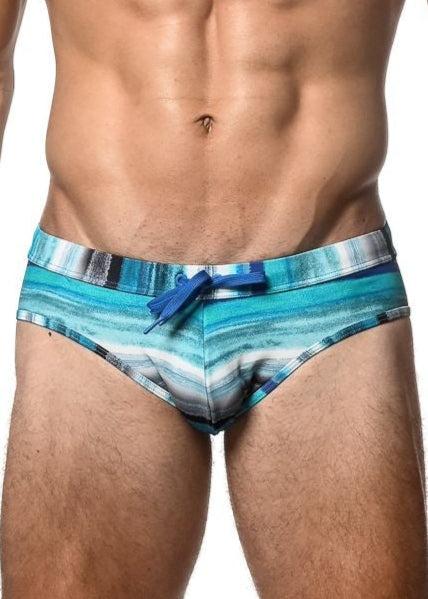 BAÑADOR CON ESTAMPADO DE RAYAS DE ACUARELA