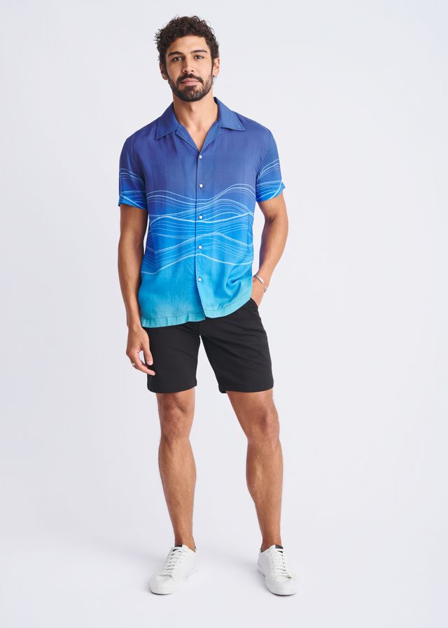 WAVES BORDER PRINT S/S MODAL SHIRT - DealByEthan.gay loves POSTMARC