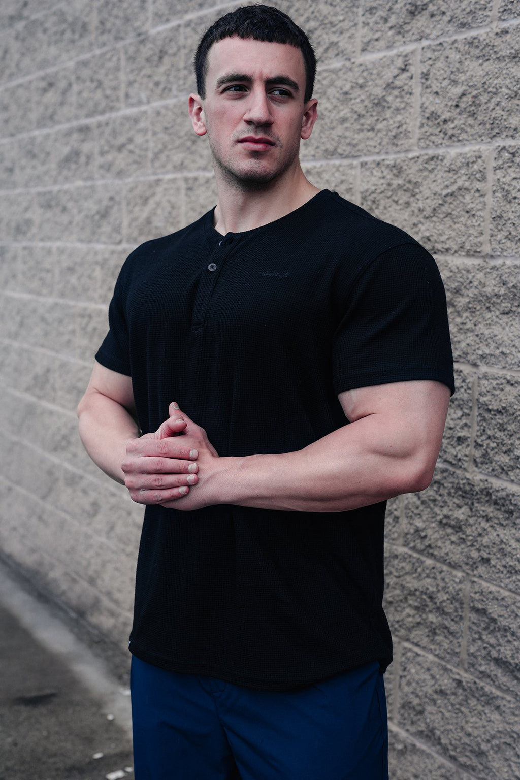 Waffle Henley T-Shirt - Black - DealByEthan.gay loves Jed North