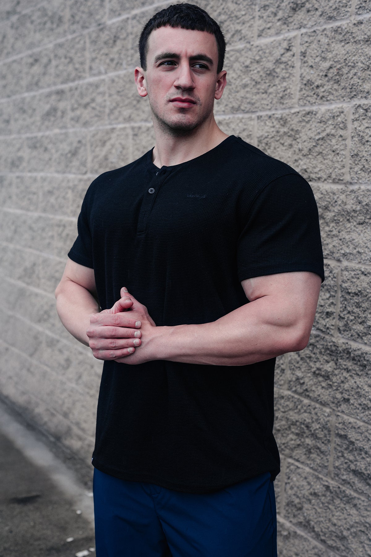 Waffle Henley T-Shirt - Black - DealByEthan.gay loves Jed North