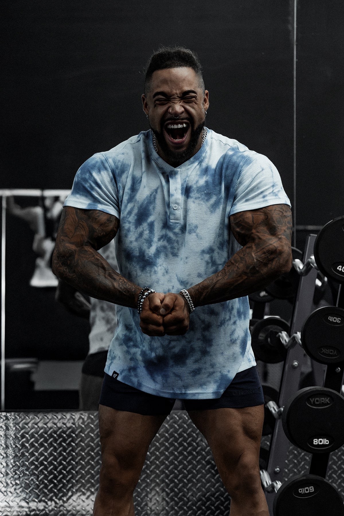 Waffle Henley T-Shirt - Blue Tie Dye - DealByEthan.gay loves Jed North