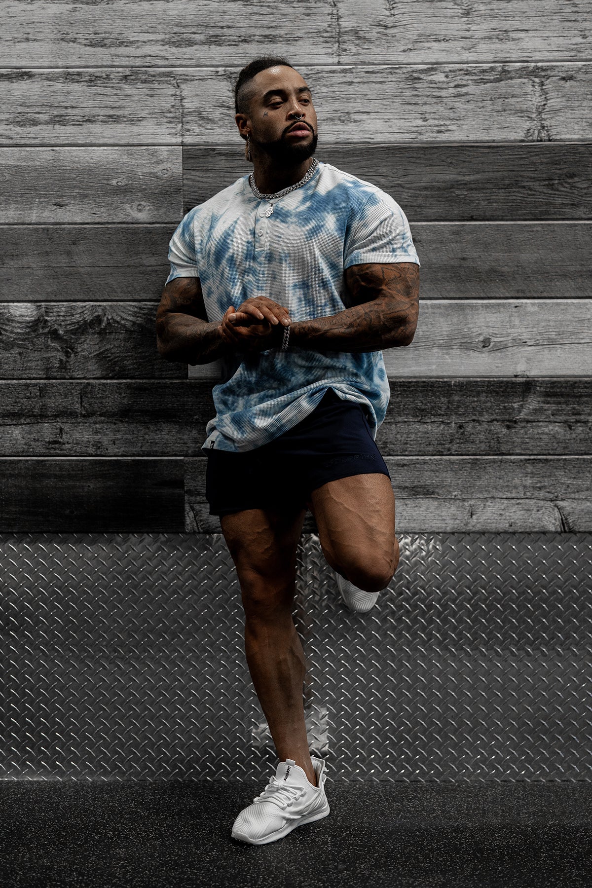 Waffle Henley T-Shirt - Blue Tie Dye - DealByEthan.gay loves Jed North