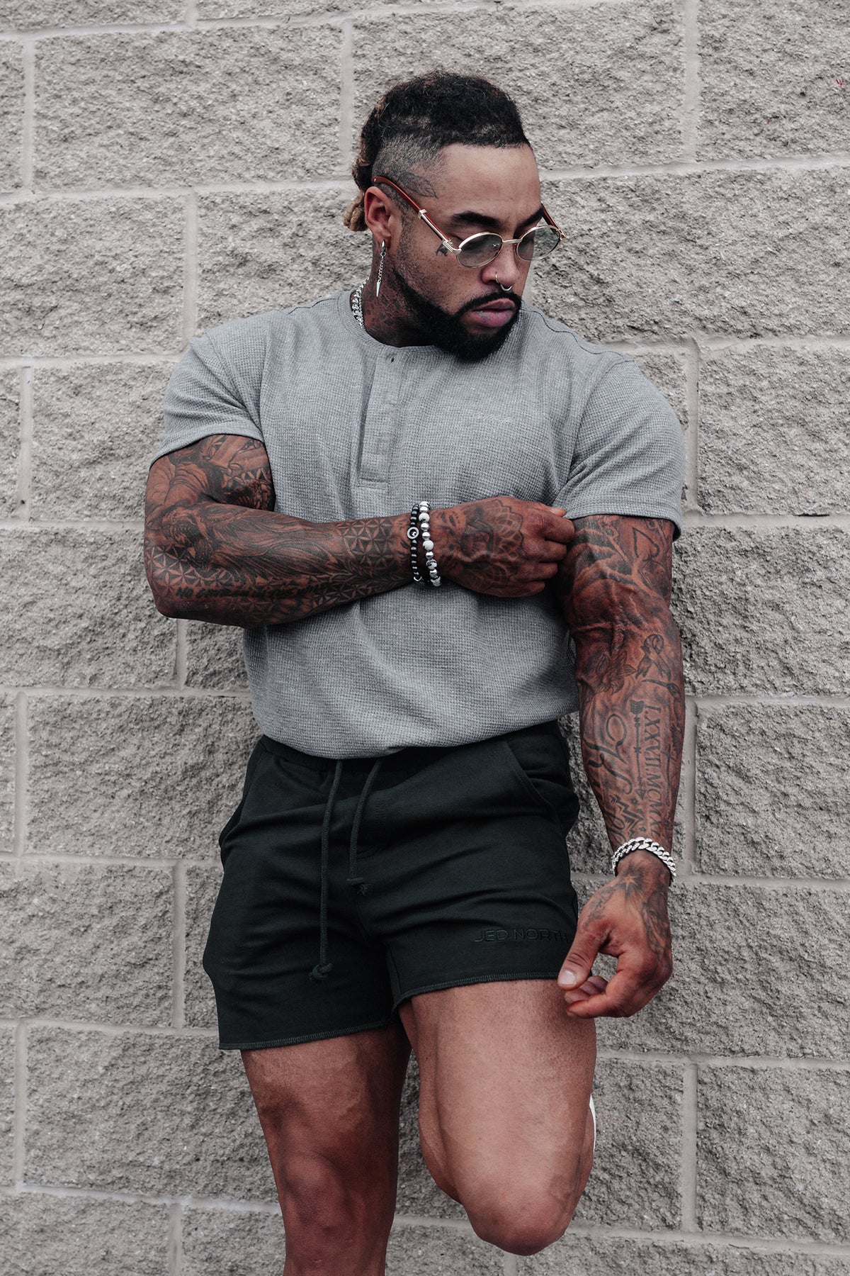 Waffle Henley T-Shirt - Light Gray - DealByEthan.gay loves Jed North