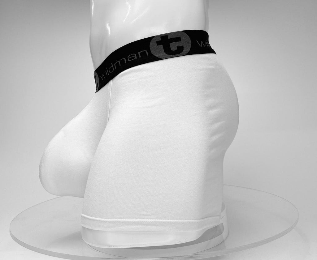 WildmanT Boxershorts aus Baumwolle mit Monster Cock-Motiv, Innennaht 12,7 cm, Weiß